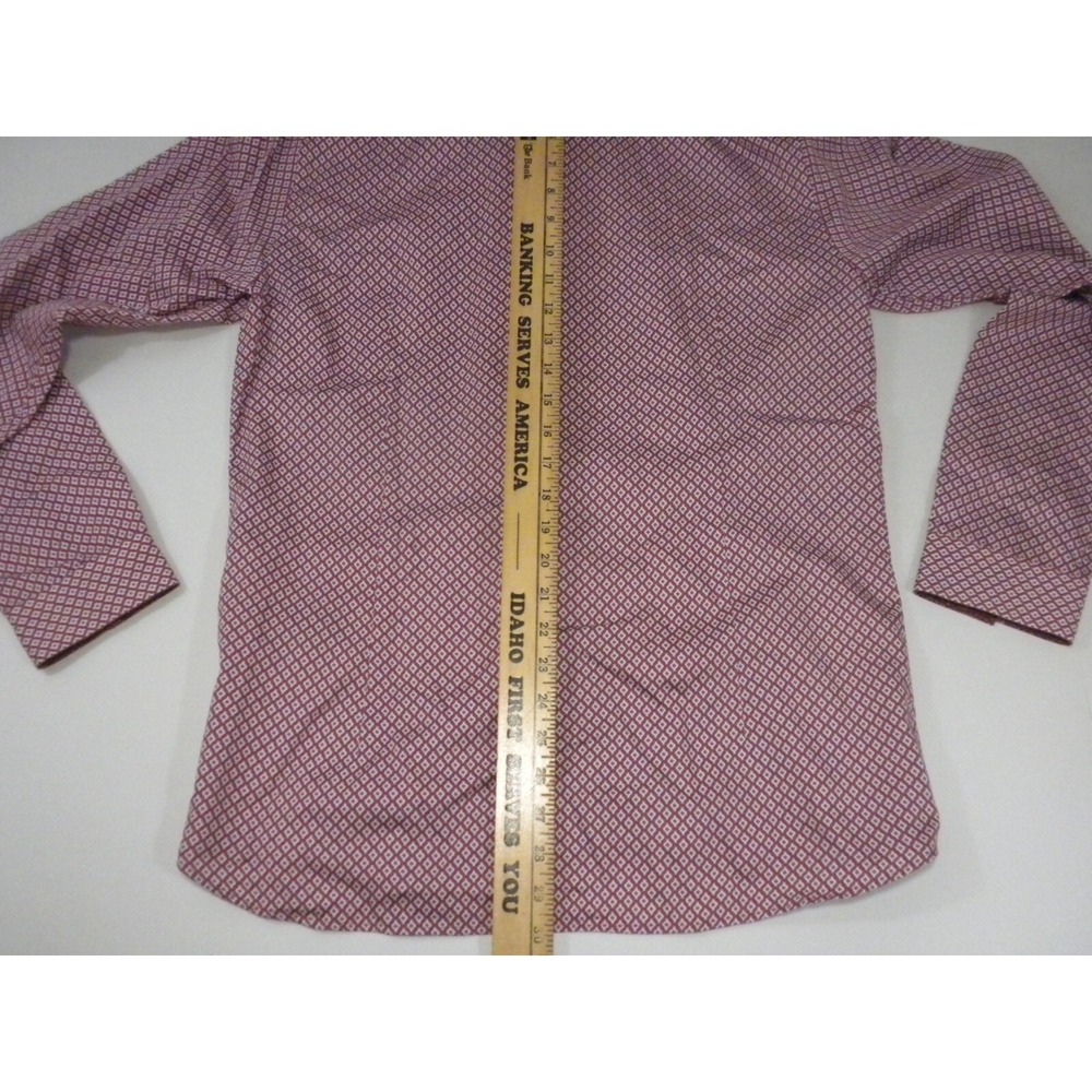 Ted Baker London Dress‎ Shirt Size 4 L Red Geometric Button Up Long Sleeve Cuffs - Picture 11 of 14